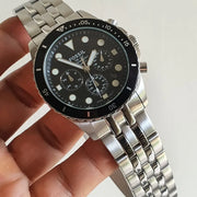  Shop Authentic Fossil FB-01 Chronograph Black Dial Silver Steel Strap Watch for Men - FS5837 - Luxxuri