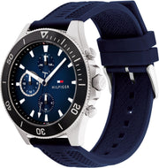  Shop Authentic Tommy Hilfiger Larson Chronograph Blue Dial Blue Rubber Strap Watch For Men - 1791920 - Luxxuri