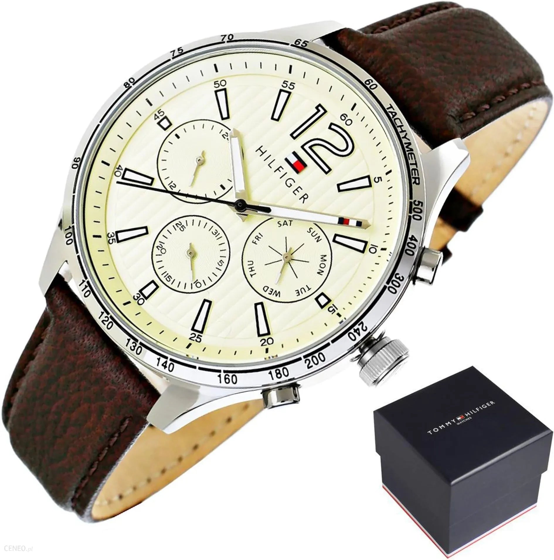  Shop Authentic Tommy Hilfiger Gavin Chronograph White Dial Brown Leather Strap Watch for Men - 1791467 - Luxxuri