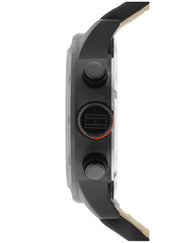  Shop Authentic Tommy Hilfiger Trent Multifunction Black Dial Black Leather Strap Watch for Men - 1791136 - Luxxuri