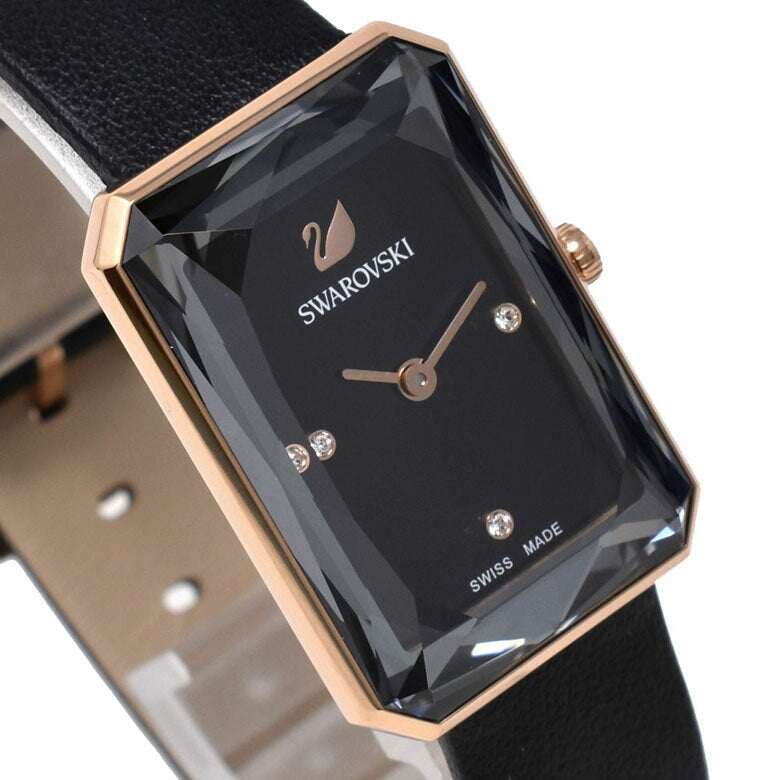  Shop Authentic Swarovski Uptown Black Dial Black Leather Strap Watch for Women - 5547710 - Luxxuri