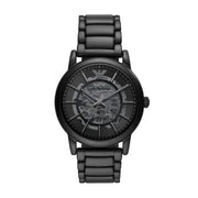  Shop Authentic Emporio Armani Meccanico Skeleton Black Dial Black Steel Strap Watch For Men - AR60045 - Luxxuri