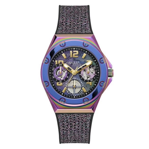  Shop Authentic Guess Multifunction Analog Purple Dial Black Rubber Strap Watch For Women - GW0620L4 - Luxxuri