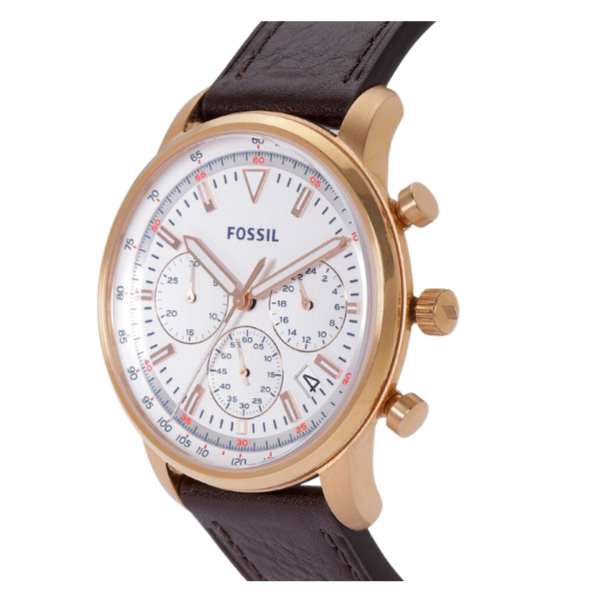  Shop Authentic Fossil Goodwin Chronograph White Dial Brown Leather Strap Watch for Men - FS5415 - Luxxuri