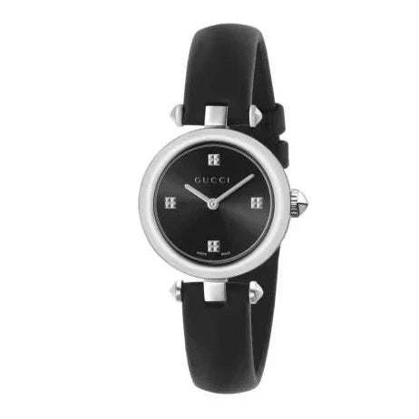  Shop Authentic Gucci Diamantissima Quartz Diamonds Black Dial Black Leather Strap Watch for Women - YA141506 - Luxxuri