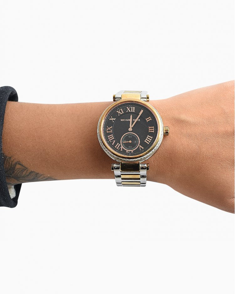  Shop Authentic Michael Kors Skylar Black Dial Two Tone Steel Strap Watch for Women - MK5957 - Luxxuri