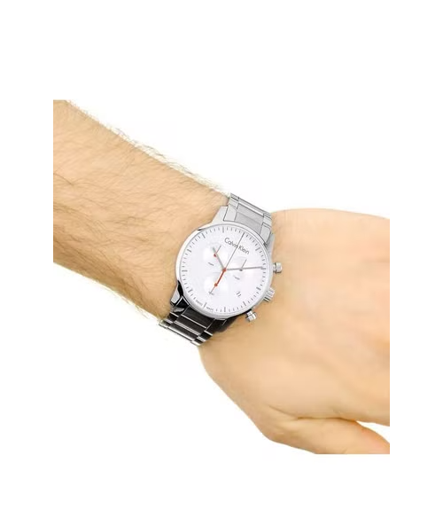  Shop Authentic Calvin Klein City Chronograph White Dial Silver Steel Strap Watch for Men - K2G271Z6 - Luxxuri