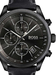  Shop Authentic Hugo Boss Grand Prix Black Dial Black Leather Strap Watch for Men - 1513474 - Luxxuri