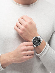  Shop Authentic Guess Horizon Chronograph Quartz Black Dial Silver Steel Strap Watch For Men - W0379G1 - Luxxuri
