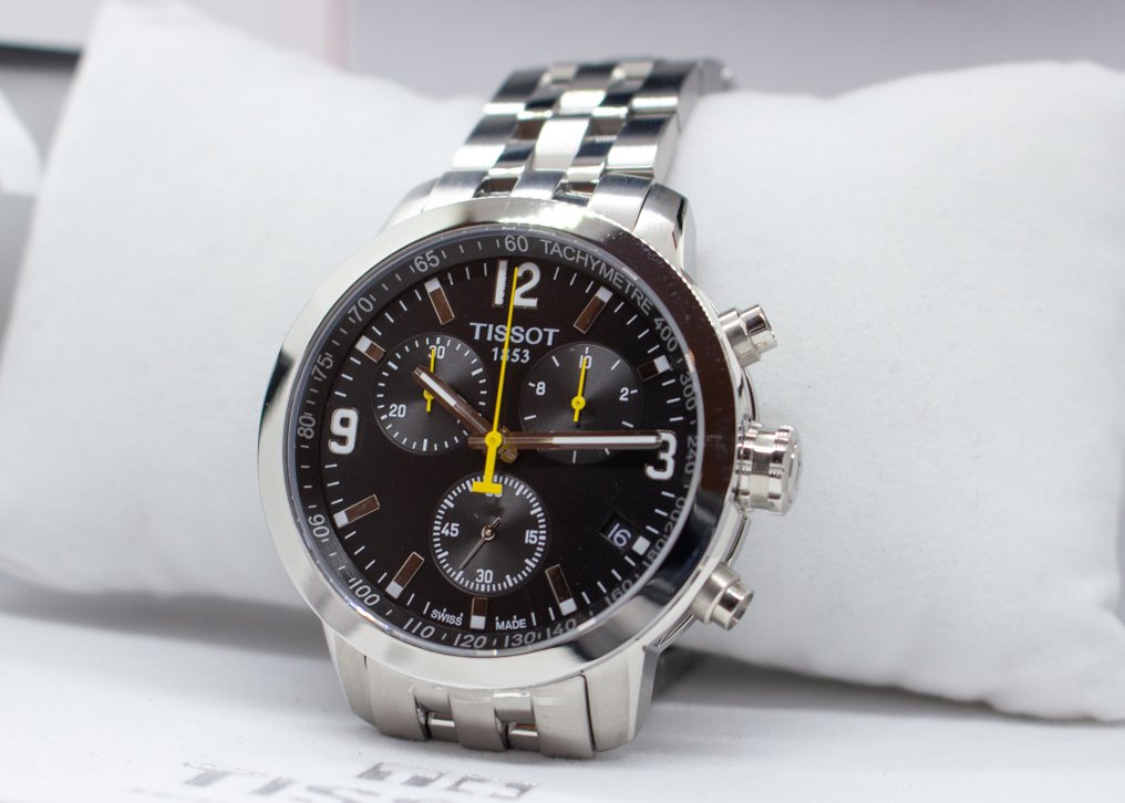  Shop Authentic Tissot PRC 200 Chronograph Black Dial Silver Steel Strap Watch For Men - T055.417.11.057.00 - Luxxuri