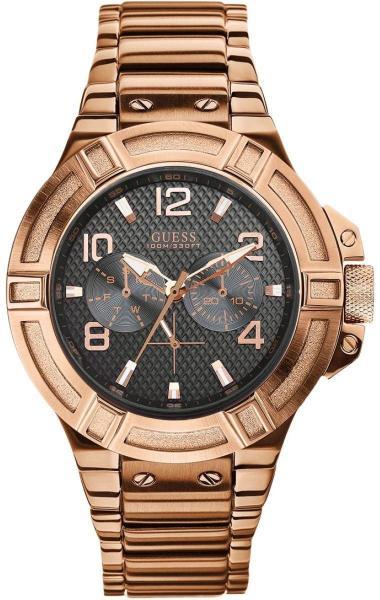  Shop Authentic Guess Rigor Multi Function Black Dial Rose Gold Steel Strap Watch For Men - W0218G3 - Luxxuri