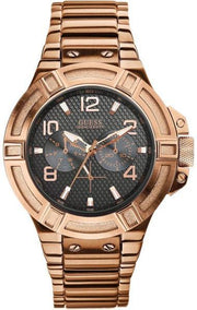  Shop Authentic Guess Rigor Multi Function Black Dial Rose Gold Steel Strap Watch For Men - W0218G3 - Luxxuri
