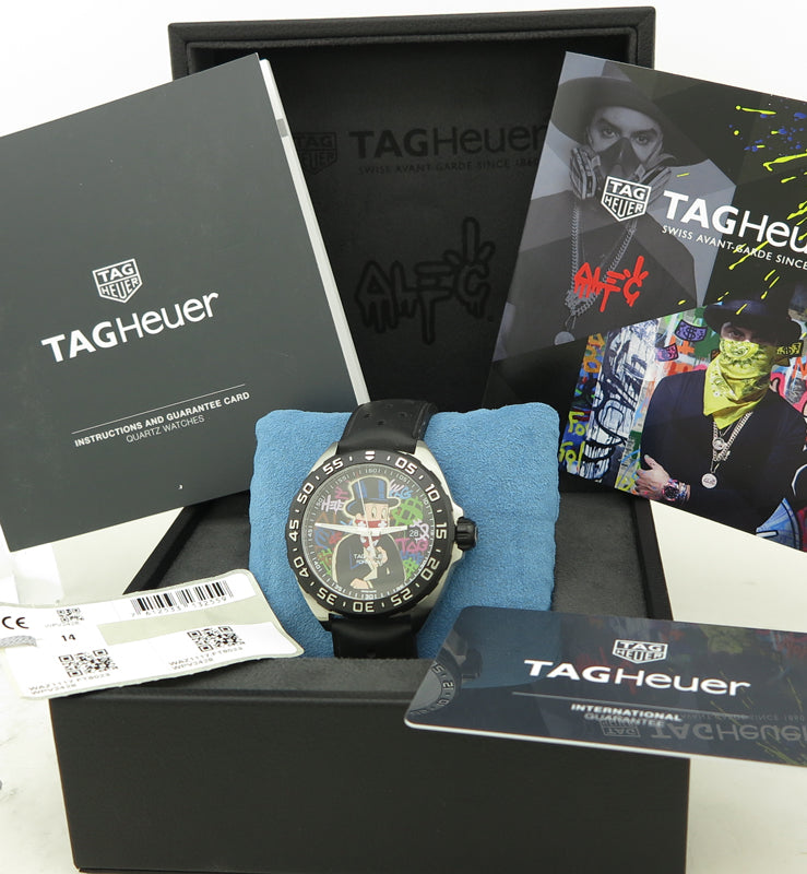 Tag Heuer Formula 1 Alec Monopoly Special Edition Black Rubber Strap Watch for Men - WAZ1117.FT8023