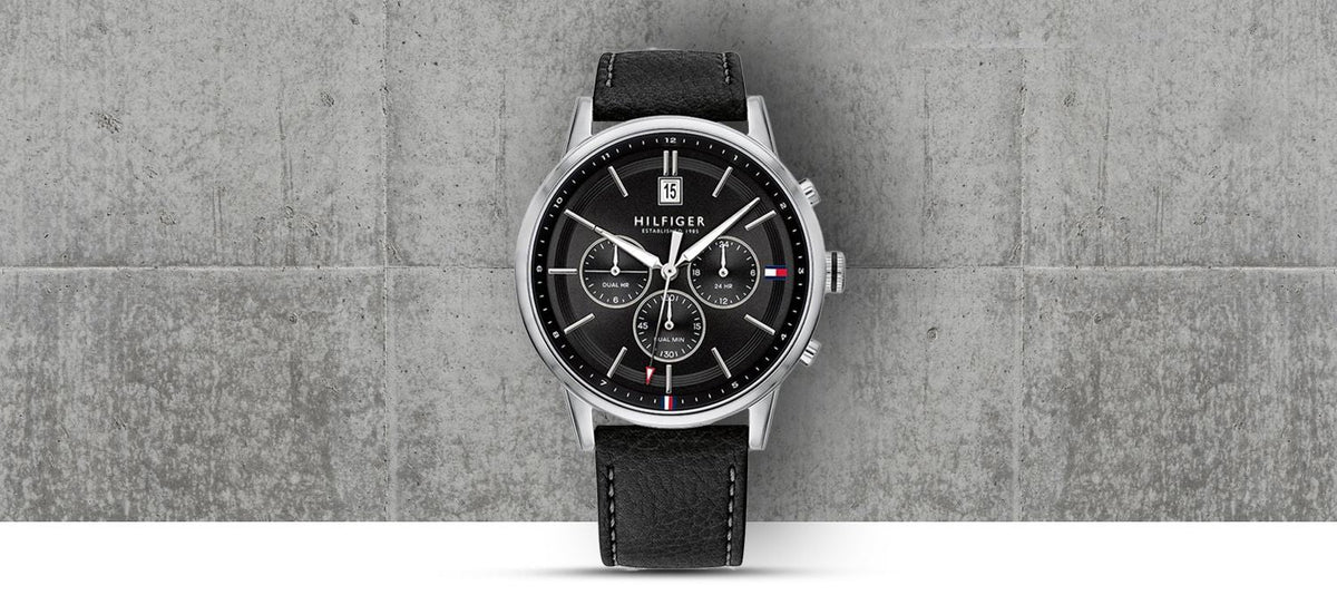  Shop Authentic Tommy Hilfiger Kyle Quartz Black Dial Black Leather Strap Watch for Men - 1791630 - Luxxuri