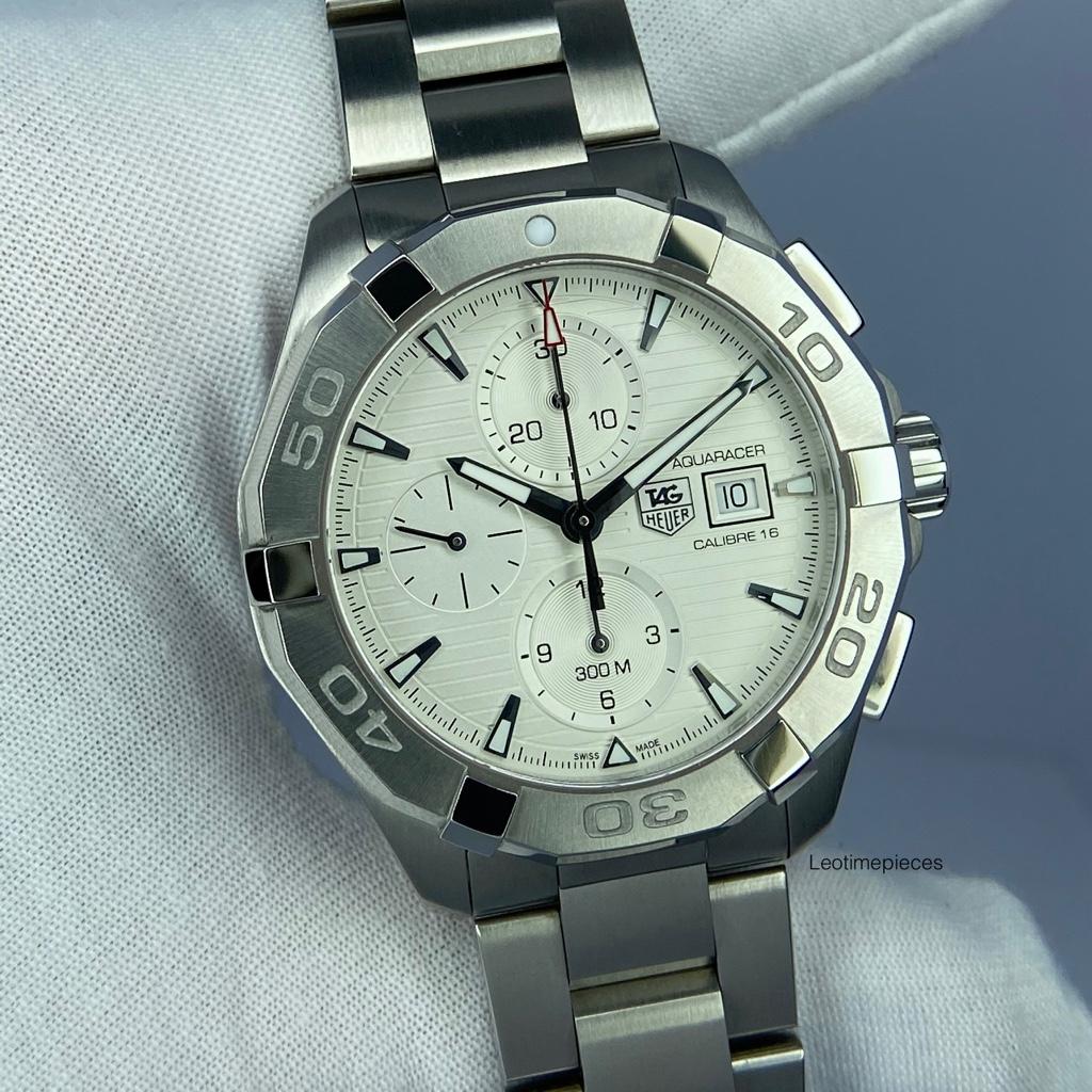  Shop Authentic Tag Heuer Aquaracer Caliber 16 Automatic Chronograph White Dial Silver Steel Strap Watch for Men - CAY2111.BA0927 - Luxxuri