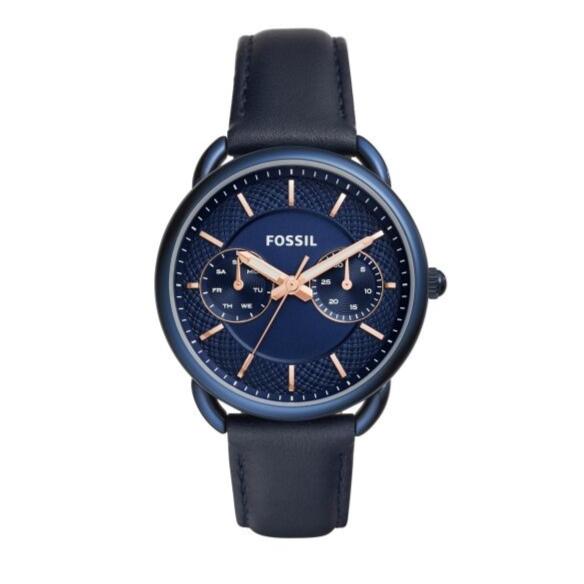  Shop Authentic Fossil Tailor Blue Dial Blue Leather Strap Watch for Women - ES4092 - Luxxuri