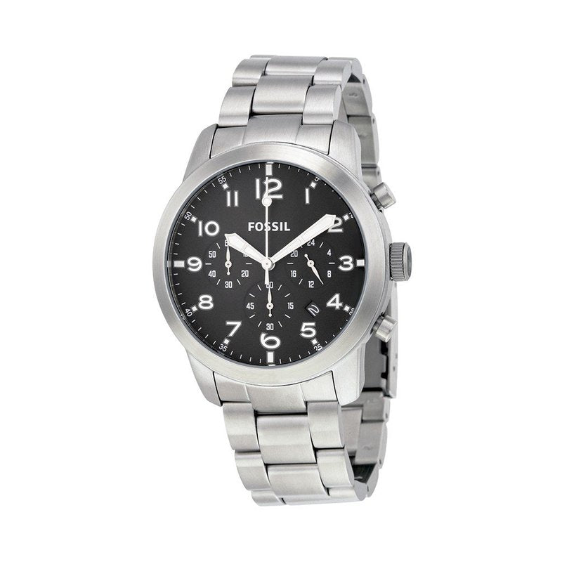  Shop Authentic Fossil Pilot Chronograph Black Dial Silver Steel Strap Watch for Men - FS5141 - Luxxuri