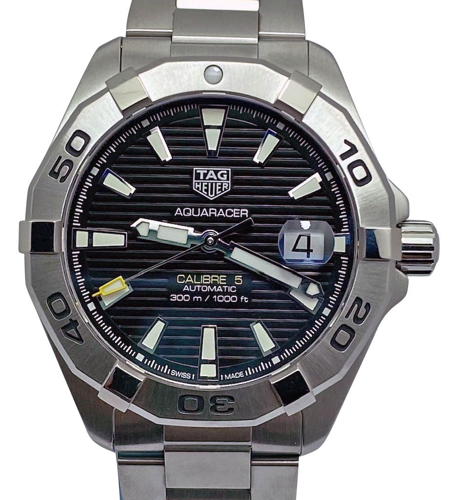  Shop Authentic Tag Heuer Aquaracer Automatic Caliber 5 Black Dial Silver Steel Strap Watch for Men - WBD2110.BA0928 - Luxxuri