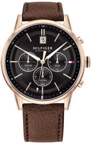  Shop Authentic Tommy Hilfiger Multi Function Chronograph Black Dial Brown Leather Strap Watch for Men - 1791631 - Luxxuri