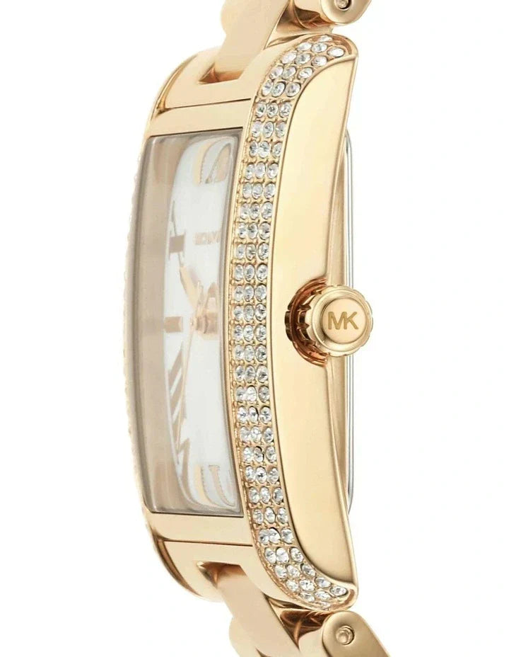  Shop Authentic Michael Kors Emery Three-Hand Crystals Silver Dial Gold Steel Strap Watch for Women - MK4643 - Luxxuri