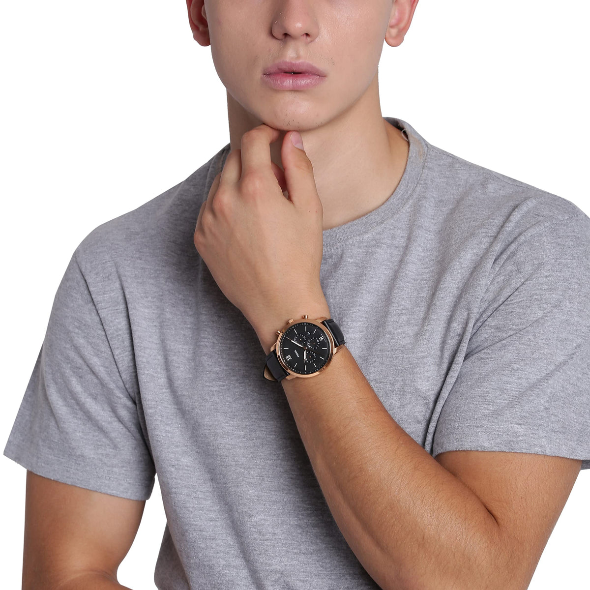  Shop Authentic Fossil Neutra Chronograph Black Dial Black Leather Strap Watch for Men - FS5381 - Luxxuri