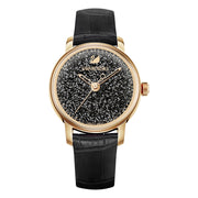  Shop Authentic Swarovski Crystalline Hours Black Dial Black Leather Strap Watch for Women - 5295377 - Luxxuri