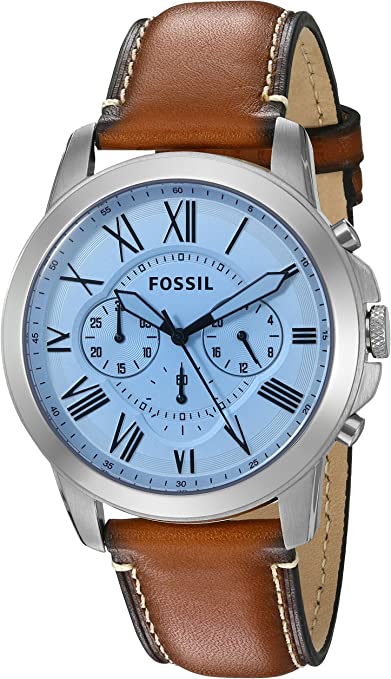  Shop Authentic Fossil Grant Chronograph Blue Dial Brown Leather Strap Watch for Men - FS5184 - Luxxuri