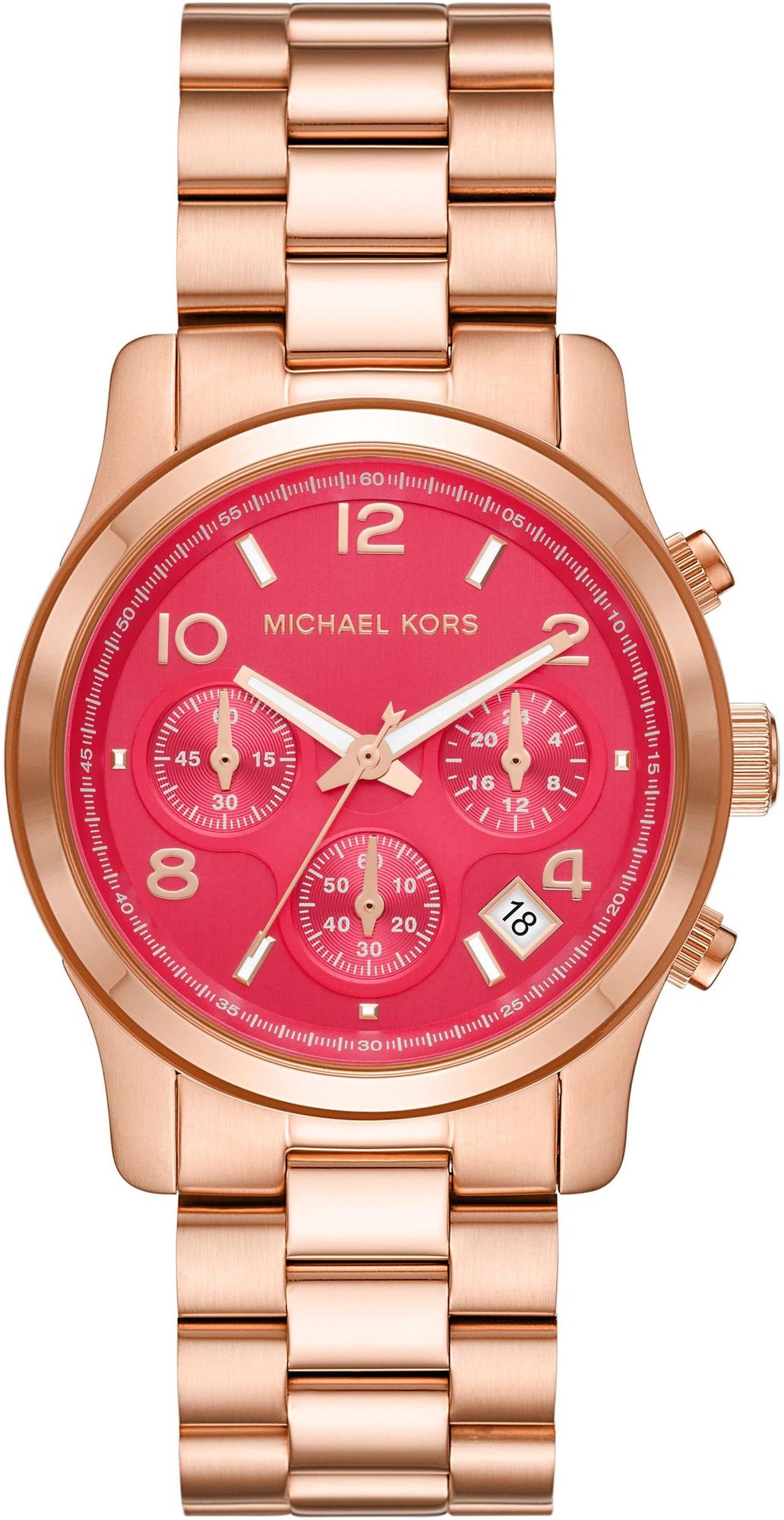  Shop Authentic Michael Kors Runway Chronograph Pink Dial Rose Gold Steel Strap Watch For Women - MK7352 - Luxxuri