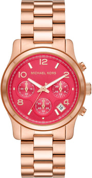  Shop Authentic Michael Kors Runway Chronograph Pink Dial Rose Gold Steel Strap Watch For Women - MK7352 - Luxxuri