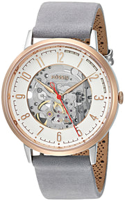  Shop Authentic Fossil Vintage Muse Automatic Skeleton White Dial Grey Leather Strap Watch for Women - ME3131 - Luxxuri