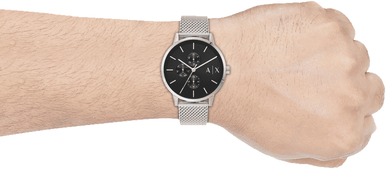  Shop Authentic Armani Exchange Cayde Chronograph Black Dial Silver Mesh Strap Watch For Men - AX2714 - Luxxuri