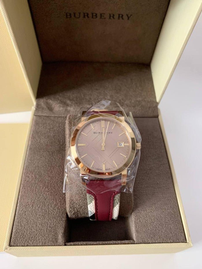  Shop Authentic Burberry The City Gold Dial Orange Leather Strap Watch for Women - BU9017 - Luxxuri