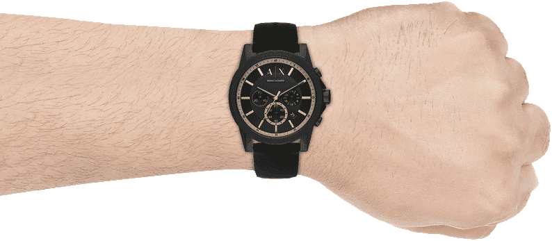  Shop Authentic Armani Exchange Outerbanks Chronograph Black Dial Black Silicone Strap Watch For Men - AX1343 - Luxxuri