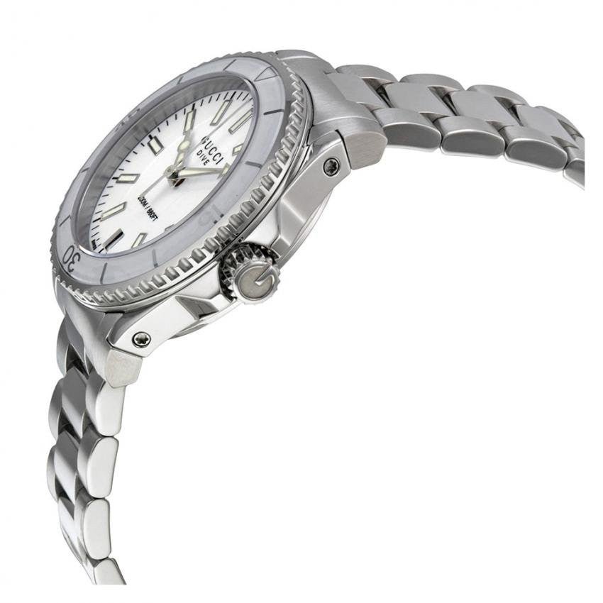  Shop Authentic Gucci Dive Quartz White Dial Stainless Steel Unisex Watch - YA136402 - Luxxuri