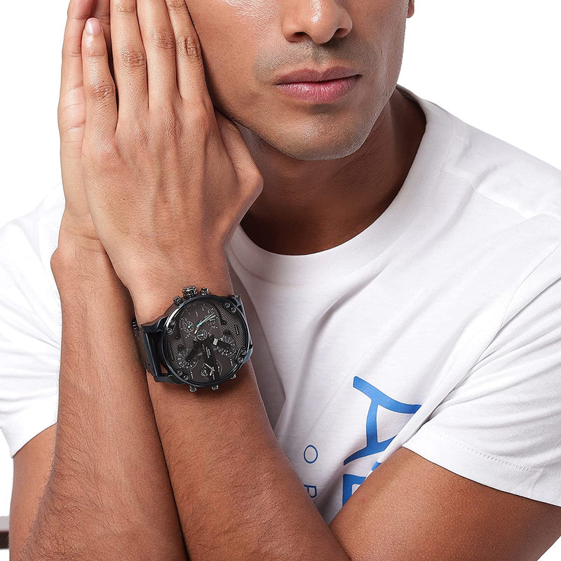  Shop Authentic Diesel Daddy 2.0 Chronograph Quartz Grey Dial Blue Steel Strap Watch For Men - DZ7414 - Luxxuri