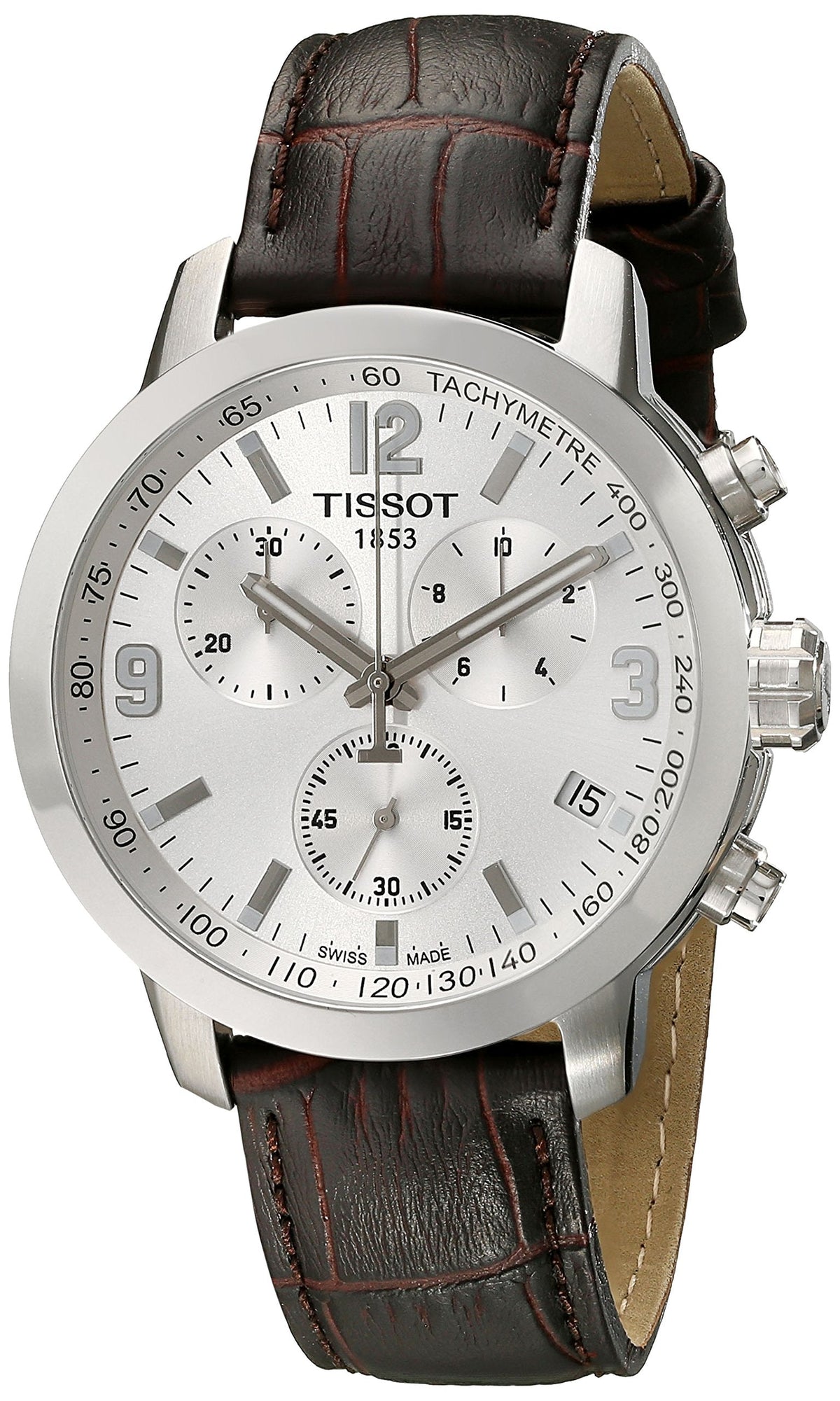  Shop Authentic Tissot PRC 200 Chronograph Silver Dial Brown Leather Strap Watch For Men - T055.417.16.037.00 - Luxxuri