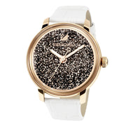  Shop Authentic Swarovski Crystalline Hours Quartz Grey Dial Black Leather Strap Watch for Women - 5344635 - Luxxuri