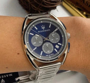  Shop Authentic Maserati Trimarano Chronograph Blue Dial Silver Steel Strap Watch For Men - R8873632004 - Luxxuri
