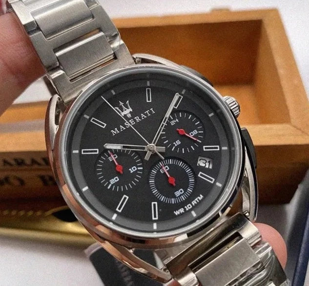  Shop Authentic Maserati Trimarano Chronograph Black Dial Silver Stainless Steel Strap Watch For Men - R8873632003 - Luxxuri