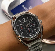  Shop Authentic Maserati Trimarano Chronograph Black Dial Silver Stainless Steel Strap Watch For Men - R8873632003 - Luxxuri