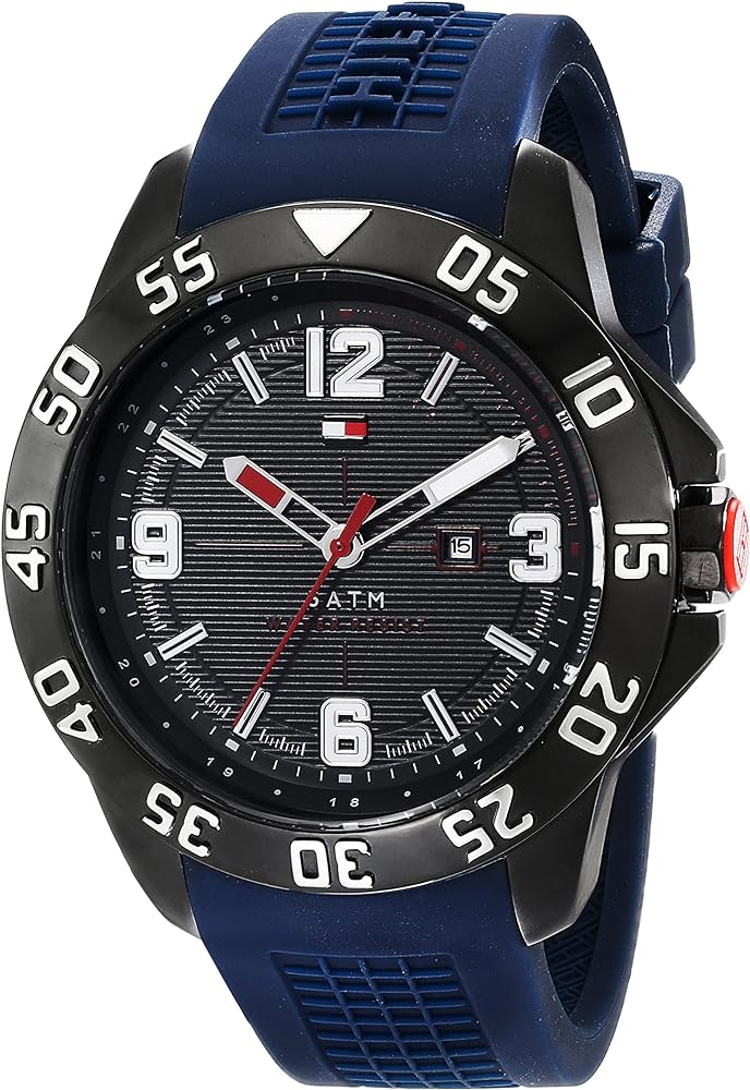  Shop Authentic Tommy Hilfiger Cole Black Dial Blue Rubber Strap Watch for Men - 1790984 - Luxxuri