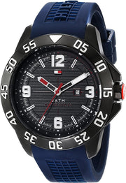  Shop Authentic Tommy Hilfiger Cole Black Dial Blue Rubber Strap Watch for Men - 1790984 - Luxxuri