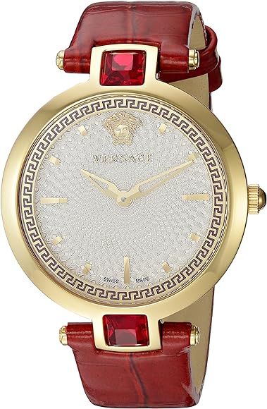  Shop Authentic Versace Crystal Gleam White Dial Red Leather Strap Watch For Women - VAN040016 - Luxxuri