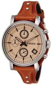 Shop Authentic Fossil Original Boyfriend Sport Chronograph Beige Dial Brown Leather Strap Watch for Women - ES4046 - Luxxuri