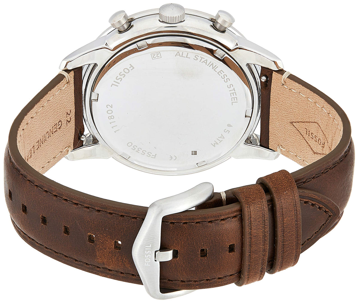  Shop Authentic Fossil Townsman Chronograph White Dial Brown Leather Strap Watch for Men - FS5350 - Luxxuri
