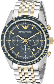  Shop Authentic Emporio Armani Tazio Chronograph Blue Dial Two Tone Stainless Steel Watch For Men - AR6088 - Luxxuri