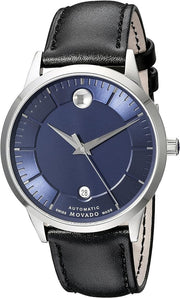  Shop Authentic Movado 1881 Automatic Blue Dial Black Leather Strap Watch For Men - 606874 - Luxxuri