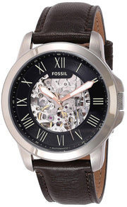  Shop Authentic Fossil Grant Automatic Skeleton Black Dial Brown Leather Strap Watch for Men - ME3100 - Luxxuri