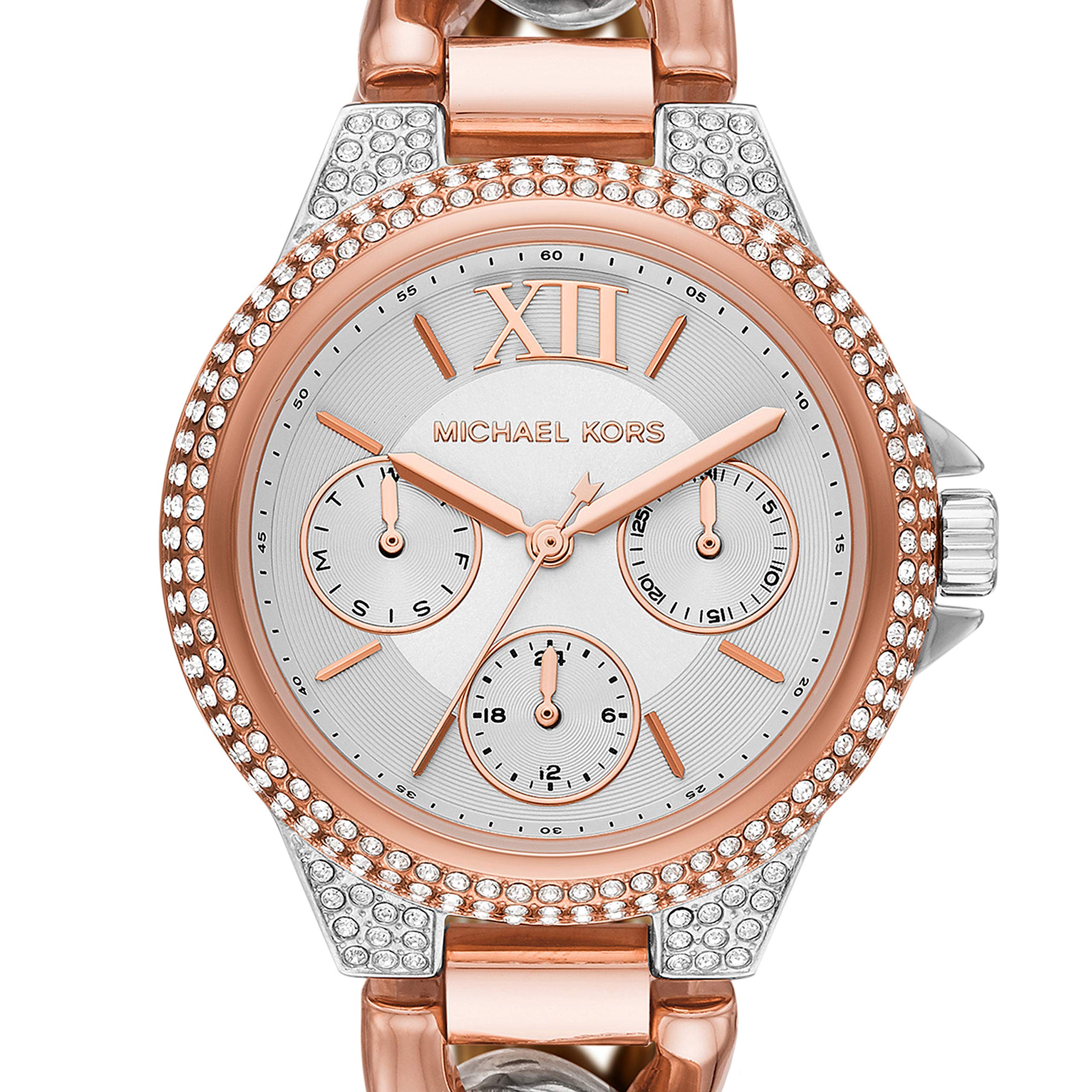  Shop Authentic Michael Kors Camille Pavé Chronograph Silver Dial Two Tone Steel Strap Watch for Women - MK6843 - Luxxuri