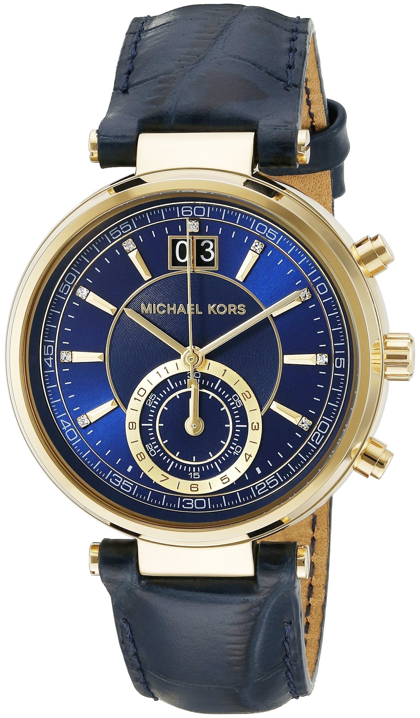  Shop Authentic Michael Kors Sawyer Blue Dial Blue Leather Strap Watch for Women - MK2425 - Luxxuri